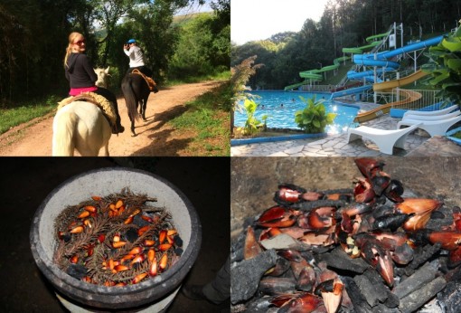 Cavalgada, piscina e pinhão fresquinho. Hummmmm!!!!